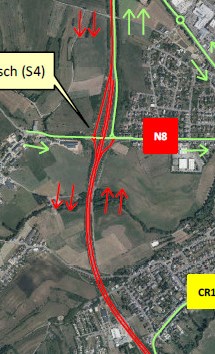 A7: Chantier entre l'échangeur Lorentzweiler et l'échangeur Mierscherbierg