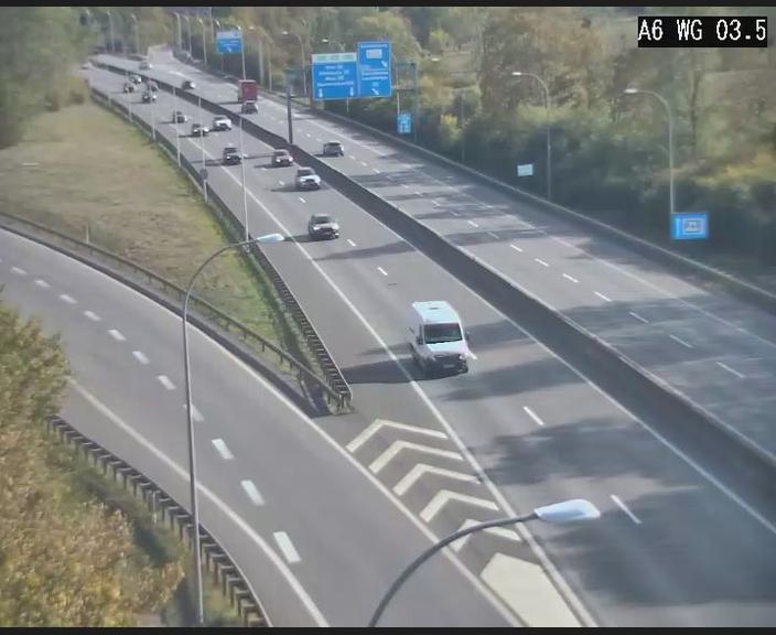Caméra trafic en direct : A6 · à hauteur de la croix de Cessange