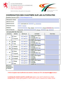 Formulaire "Coordination des chantiers sur les autoroutes"