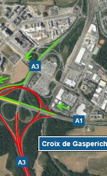 A3: Ripage d’un pont ferroviaire: Chantier sur l’autoroute A3 entre la croix de Gasperich et la croix de Bettembourg