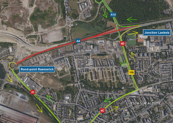 A4: Chantier entre la jonction Lankelz et le rond-point Raemerich