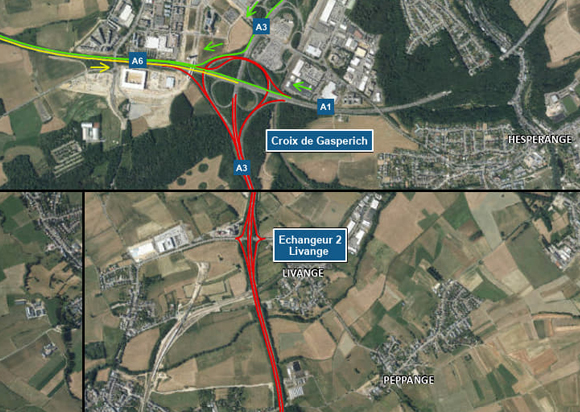 A3: Barrages entre la croix de Gasperich et la croix de Bettembourg