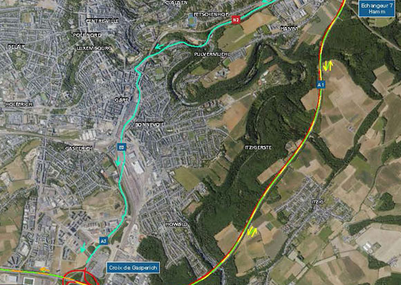 A1: Renouvellement de la couche de roulement entre l’échangeur Kirchberg et la croix de Gasperich