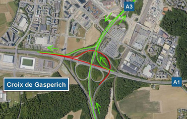 A1/A6 - Chantier sur la croix de Gasperich (19-22.09.2025)