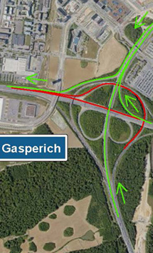 A1/A6 - Chantier sur la croix de Gasperich (19-22.09.2025)