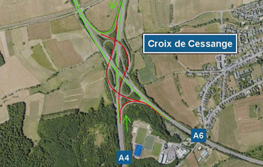 A4/A6: Chantier à la croix de Cessange (15-17.11.2025)