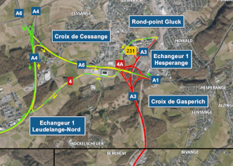 Chantier sur l’autoroute A3 entre la croix de Gasperich et la croix de Bettembourg (20-23.03.2026)