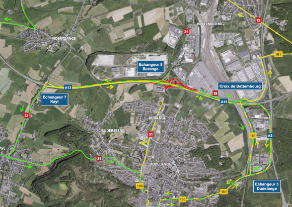 Chantier sur l’échangeur Burange de l’autoroute A13 (10-13.04.2026)