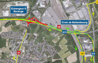 Chantier sur l’échangeur Burange de l’autoroute A13 (10-13.04.2026)