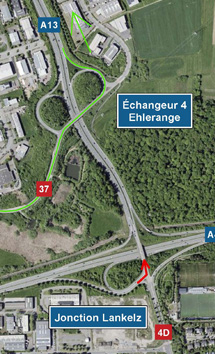 A4/A13: Modification permanente de la circulation à la jonction de Lankelz à partir du vendredi 31 juillet 2026