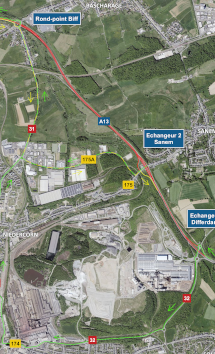A13: Barrages de l’autoroute entre l’échangeur Differdange et le rond-point Biff les nuits de mardi 28 au mercredi 29 juillet 2026 ainsi que du mercredi 29 au jeudi 30 juillet 2026