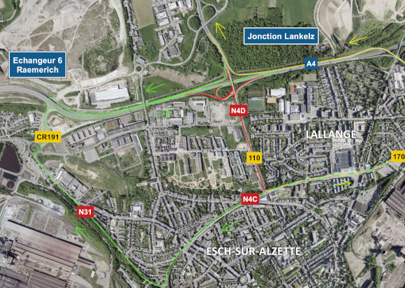 A4: Renouvellement de la couche de roulement sur la Jonction Lankelz de l’autoroute du vendredi 23 octobre vers 20h00 jusqu’au lundi 26 octobre vers 04h00.
